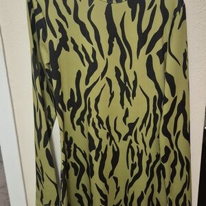 SHEIN Olive and Black Patterned Dress